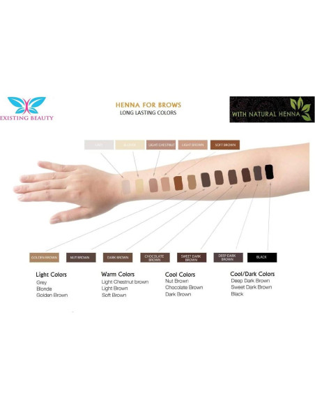 Tinte de Cejas de Henna Marrón Oscuro Existing Beauty - Kit Profesional
