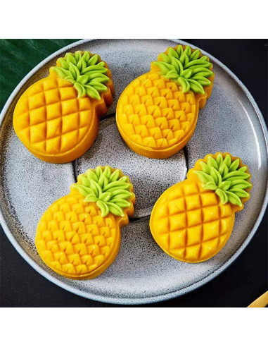 Juego de Molde de Pastel de Luna Ylskmu con 2 Sellos de Piña 25g