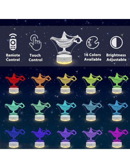 Lámpara mágica 3D Aladino Lampeez con control remoto 16 colores