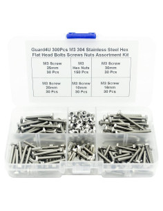 Kit 300 Pcs Tornillos y Tuercas M3 Acero Inoxidable 304 Hexagonal