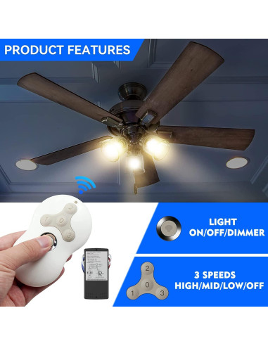 Control Remoto Universal para Ventilador de Techo FEKOTS 3 Velocidades