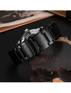 Banda de Reloj de Metal WOCCI 18mm Acero Inoxidable Negro 2