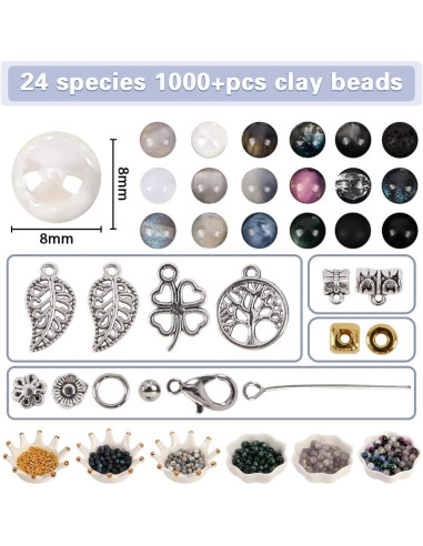 Kit de Perlas de Vidrio RUOMOXI Y 450 Piezas 8mm para Joyas
