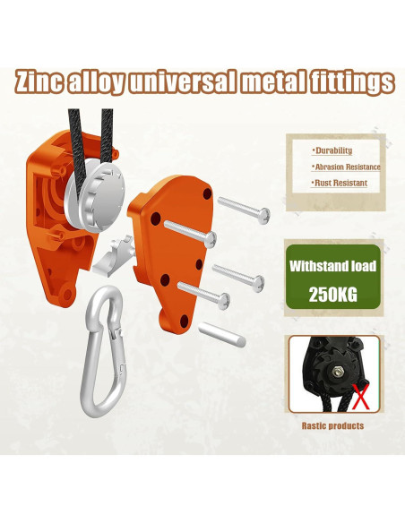 Cuerda de Camping HIKEMAN 4m Ajustable con Polea y Carabineros