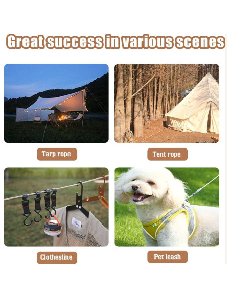 Cuerda de Camping HIKEMAN 4m Ajustable con Polea y Carabineros