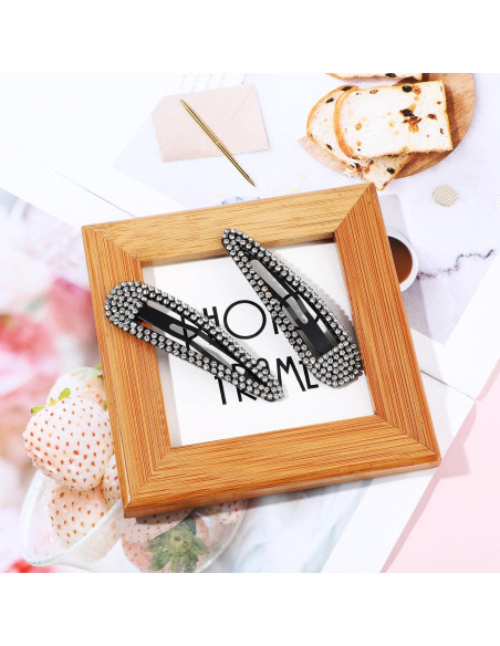 2 Piezas Pinzas para el Cabello WLLHYF con Rhinestones Negros