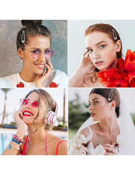 2 Piezas Pinzas para el Cabello WLLHYF con Rhinestones Negros