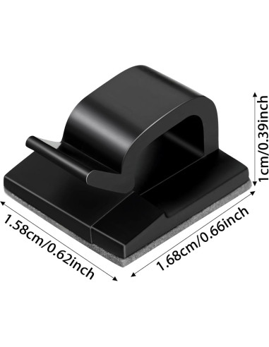 Clips de Cable Adhesivos Maitys 60 Piezas Medianos Negros