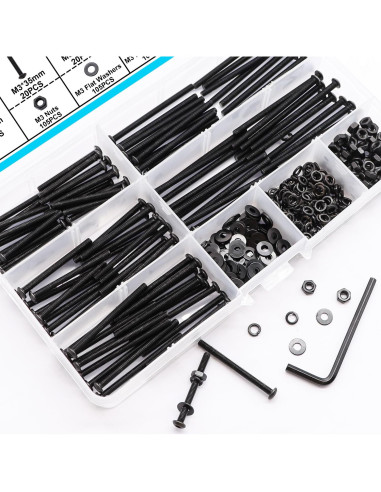 Kit 420PCS Tornillos M3 Hexagonales con Tuercas y Arandelas Bemaka