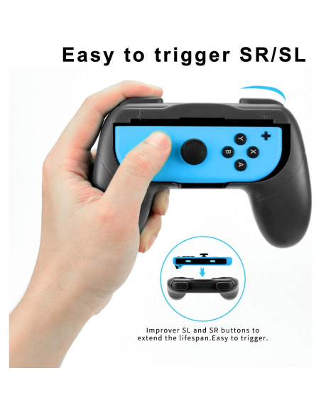 Agarres Joy-Con Laimax para Nintendo Switch OLED - 2 Piezas Negro