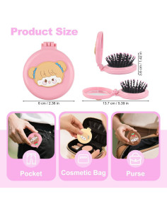 Cepillo de Pelo Espejo Plegable 2 en 1 Lilingsty - 8 Piezas 2