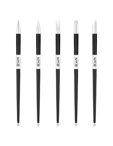 BQAN 5 Piezas Bolígrafos de Escultura de Uñas Silicona Negro