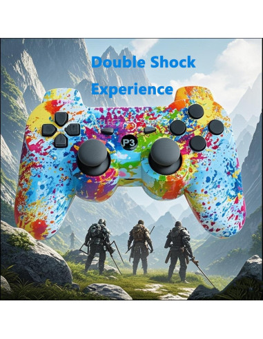 Controlador Inalámbrico PS3 eSeunLau - 2 Unidades, Bluetooth, Doble Vibración