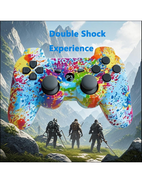 Controlador Inalámbrico PS3 eSeunLau - 2 Unidades, Bluetooth, Doble Vibración