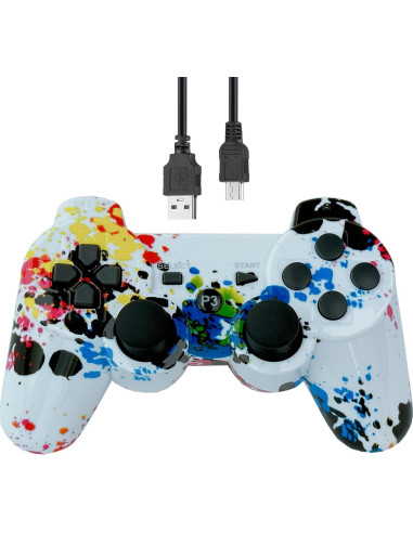 Controlador Inalámbrico PS3 eSeunLau - 2 Unidades, Bluetooth, Doble Vibración