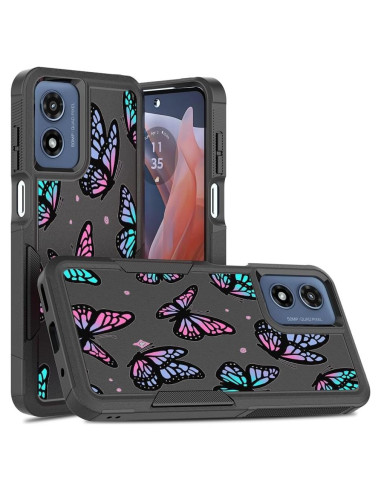 Funda Doble Capa Moto G Play 4G 2024 B-Mariposa Resistente