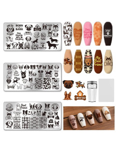 Set de 3 Placas de Estampado de Uñas UNICRAFTALE - Perro