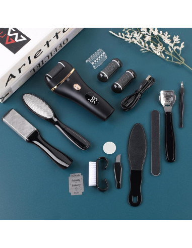 Exfoliador de pies eléctrico Meyluth, kit pedicura 17 en 1