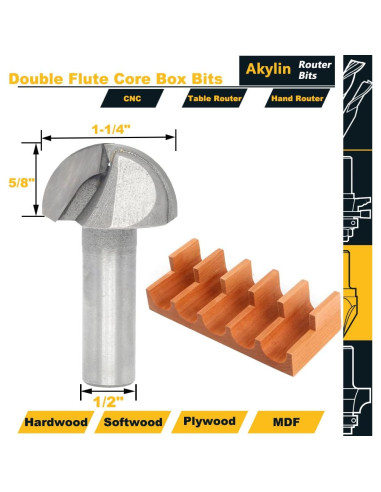 Fresas para Router Akylin 1/2" x 31.75 mm Punta Redonda