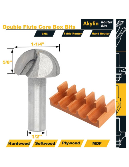 Fresas para Router Akylin 1/2" x 31.75 mm Punta Redonda