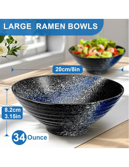 Juego de 2 Tazones de Ramen Cerámica YTLEMON 1000ml Azul