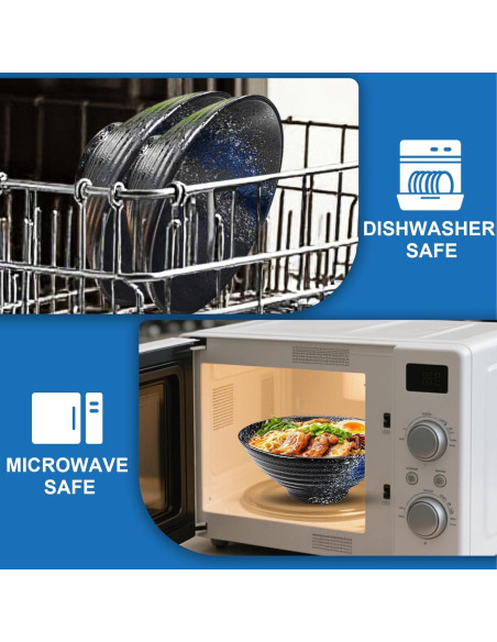 Juego de 2 Tazones de Ramen Cerámica YTLEMON 1000ml Azul