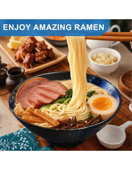 Juego de 2 Tazones de Ramen Cerámica YTLEMON 1000ml Azul