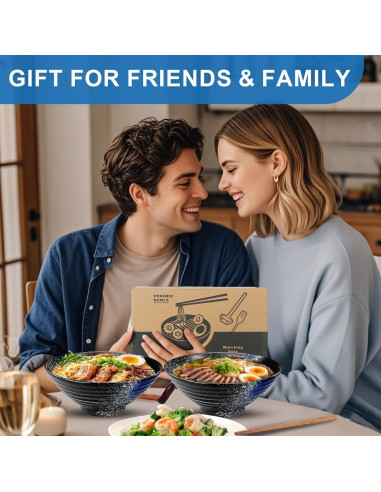 Juego de 2 Tazones de Ramen Cerámica YTLEMON 1000ml Azul