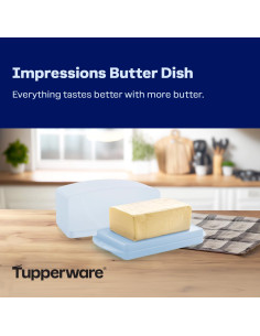 Mantequero Tupperware Impressions Azul Claro 125g A Prueba de BPA 2