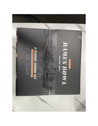 Juego de 2 Tazones de Ramen Cerámica YTLEMON 1000ml Azul