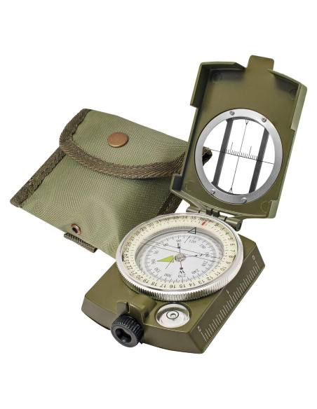 Brújula Militar Lensatic TurnOnSport con Funda - Verde Caqui