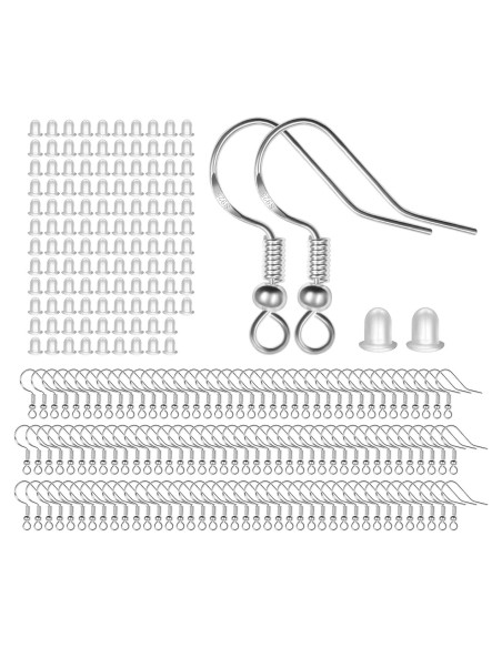 Ganchos de Aretes de Plata Esterlina 925 MENKEY 120 PCS Hipoalergénicos Ganchos de Aretes de Plata Esterlina 925 MENKEY 120 PCS Hipoalergénicos