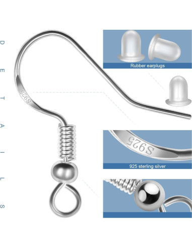 Ganchos de Aretes de Plata Esterlina 925 MENKEY 120 PCS Hipoalergénicos
