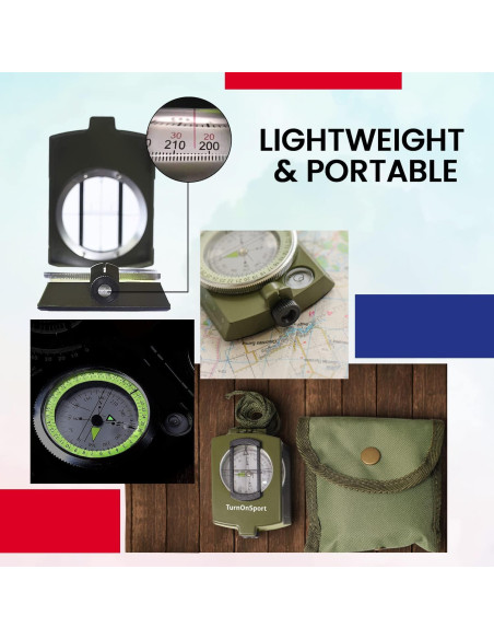 Brújula Militar Lensatic TurnOnSport con Funda - Verde Caqui