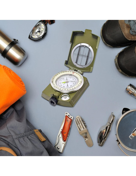 Brújula Militar Lensatic TurnOnSport con Funda - Verde Caqui
