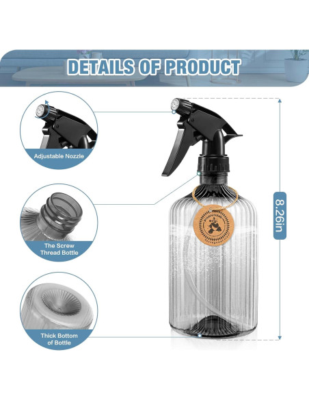 2 Botellas de Spray Reutilizables paeyaer 532 ml Ajustables