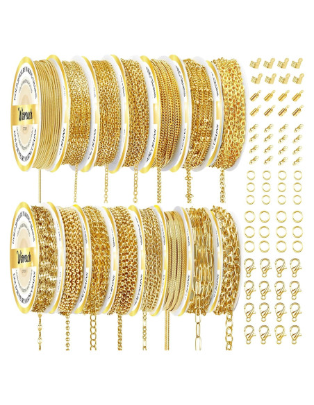 Kit de Fabricación de Joyería Wisreach - 34m Cadenas de Oro