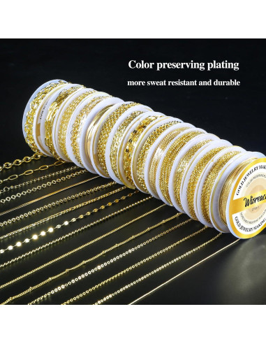 Kit de Fabricación de Joyería Wisreach - 34m Cadenas de Oro