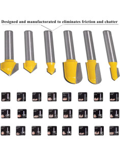 Juego de Brocas de Router LEATBUY 41 PCS 6.35mm Carburo 2