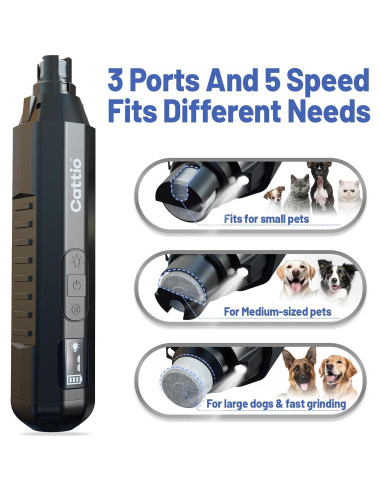 Cortador de Uñas Eléctrico Cattio para Perros y Gatos - Silencioso y Ergonómico