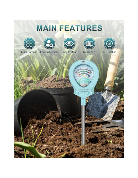 Medidor de Humedad del Suelo CUBETA ST-01 4-en-1 para Jardín