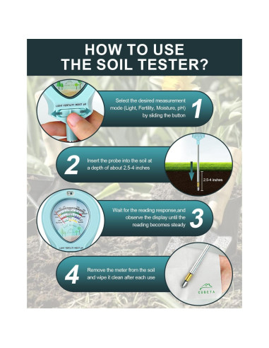 Medidor de Humedad del Suelo CUBETA ST-01 4-en-1 para Jardín