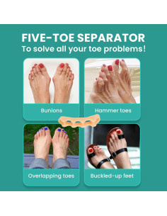 Separadores de Dedos Welnove de Silicona - Corrector de Juanetes, Paquete de 8 2