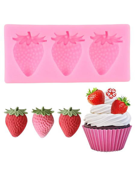 Molde de Fondant de Fresa QDMOLDS Silicona 8.49x3.99 cm