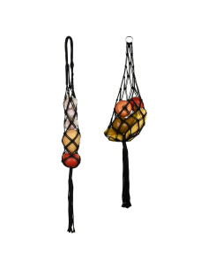 Canasta de Frutas Colgante Beautyflier 2 Piezas Algodón Negro