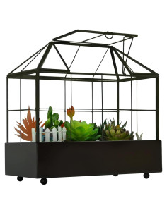 Terrario de Vidrio Grande YIMORENCE con Tapa y Bandeja 24.1x24.9cm