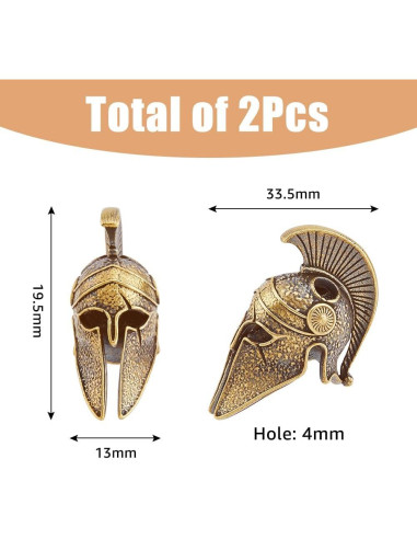 Beads de Paracord Casco Bronce Antiguo SUPERFINDINGS 2 Piezas