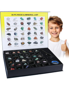 Kit de Rocas y Minerales BTYCityMao - 36 Piezas con Guía 2