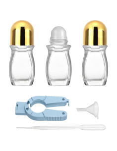 Botellas de Rodillo 30ml Hordolry - Pack de 3 Vidrio Transparente