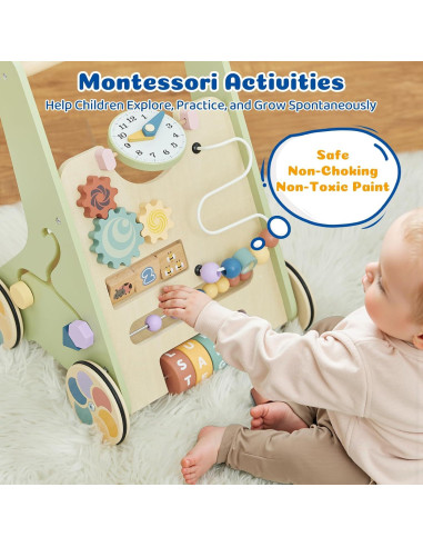 Andador de Madera Montessori Paisure 2 en 1 para Bebés 6-12 Meses